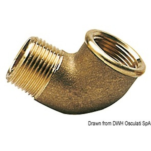 Gomito in ottone maschio/femmina a 90°