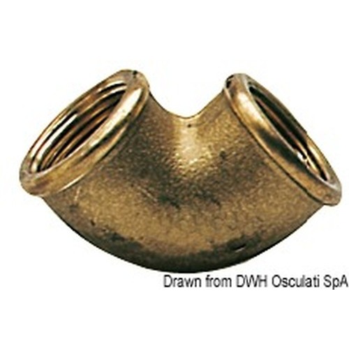 Gomito in ottone femmina/femmina a 90°