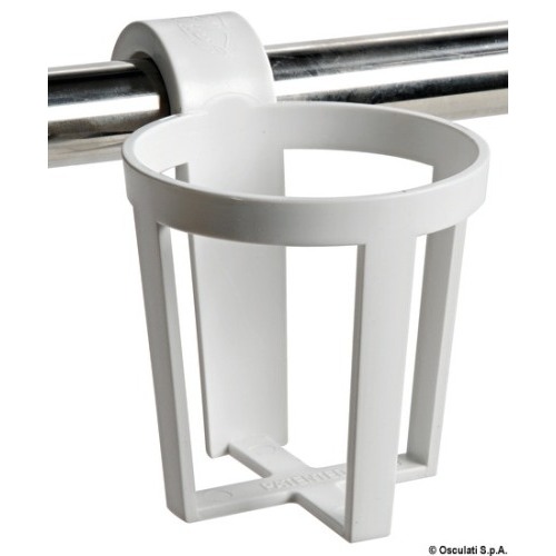 Portabicchieri universali in plastica da installare a scatto su pulpiti o battagliole.
