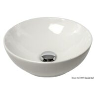 Lavello semisferico in ceramica bianca per montaggio su piano